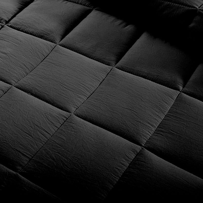 EVOLIVE All Season Pre Washed Soft Microfiber White Goose Down Alternative Comforter with Box Stitching (Black, Full/Queen) - Image 5